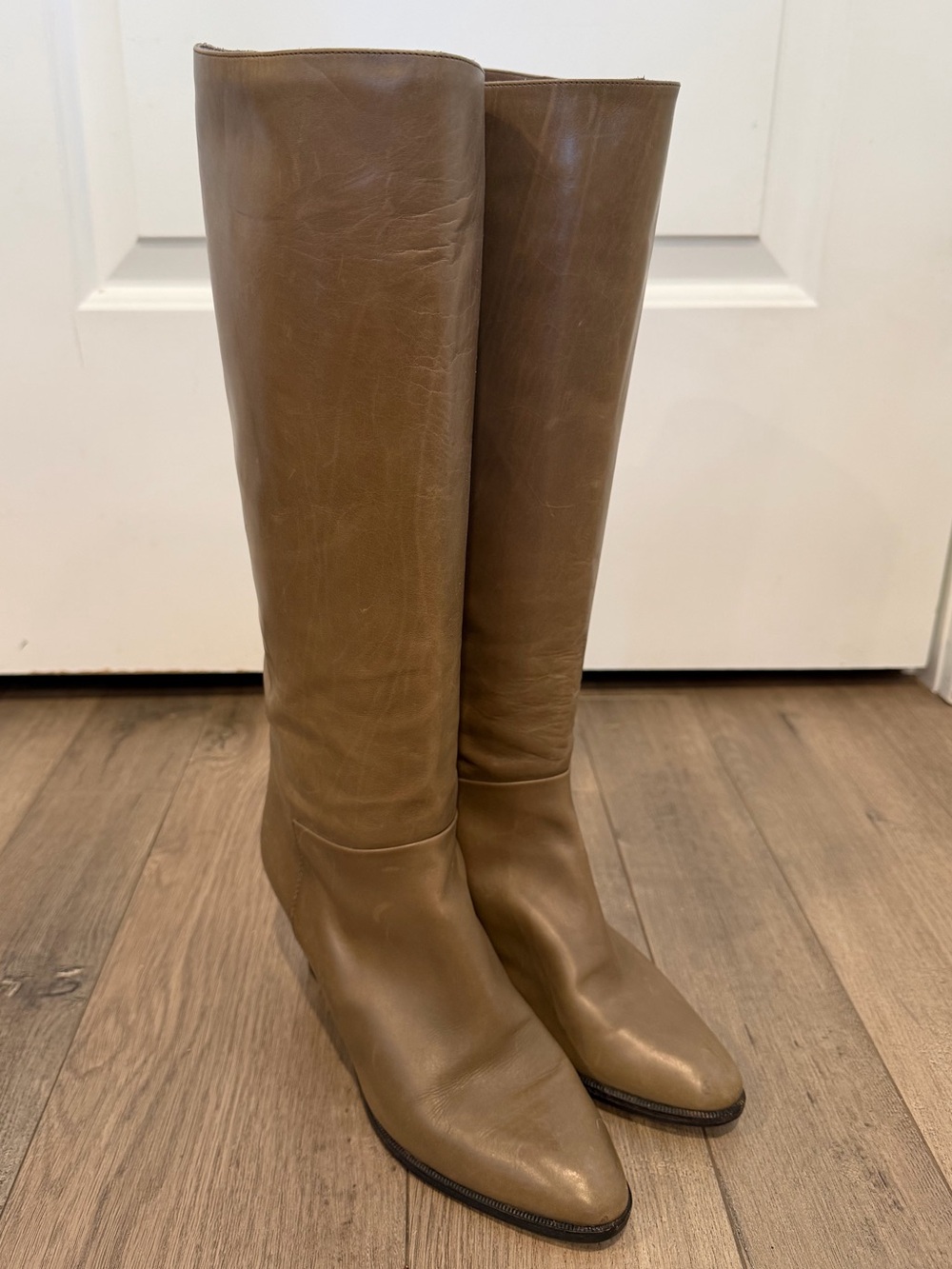 Vintage Maserati Italian Leather Heeled Boots Taupe - 7